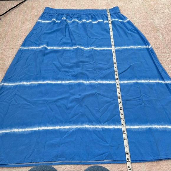 NWOT Chicos Blue White Tie-Dye Stripe Maxi Skirt Size 3 Women's Size XL 16 - Picture 8 of 8